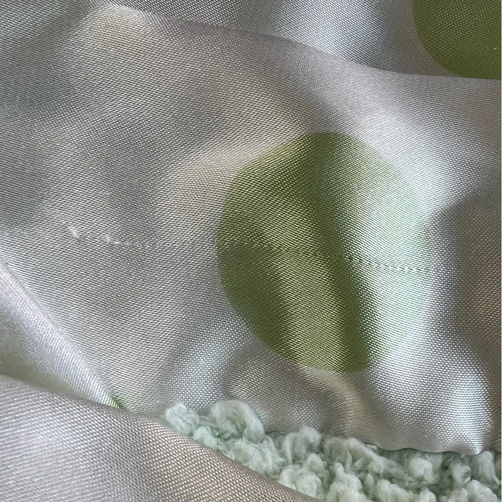 Little Giraffe Mint Green Chenille Baby Blanket Polka Dot Satin Trim 31x37 GUC